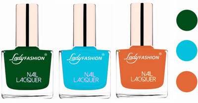 

Lady Fashion Extra Shine Extra Long Stay Chip Resistant Nail Polish (Set Of 3) Dark Green,Sky Blue,Nude(Pack of 3)