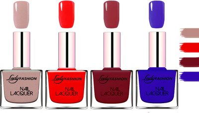 

Lady Fashion Extra Shine Extra Long Stay Chip Resistant Nail Polish Silky Purple,Red,Violet,Blue(Pack of 4)
