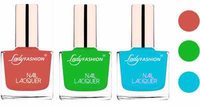 

Lady Fashion Extra Shine Extra Long Stay Chip Resistant Nail Polish (set of 3) Nude,Light Green,Sky Blue(Pack of 3)