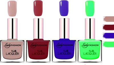

Lady Fashion Extra Shine Extra Long Stay Chip Resistant Nail Polish Silky Purple,Violet,Blue,Light Green(Pack of 4)