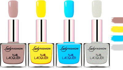 

Lady Fashion Extra Shine Extra Long Stay Chip Resistant Nail Polish Silky Purple,Yellow,Sky Blue,Grey(Pack of 4)