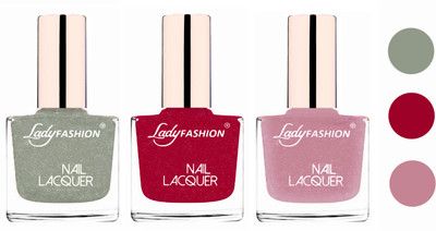 

Lady Fashion Extra Shine Extra Long Stay Chip Resistant Nail Polish (Set Of 3) Grey,Bright Pink,Silky Purple(Pack of 3)