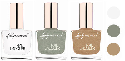 

Lady Fashion Extra Shine Extra Long Stay Chip Resistant Nail Polish (Set Of 3) White,Grey,Beach Nude(Pack of 3)