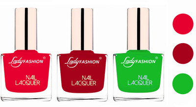

Lady Fashion Extra Shine Extra Long Stay Chip Resistant Nail Polish (Set Of 3) Sweet Red,Dark Red,Light Green(Pack of 3)