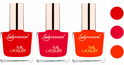 

Lady Fashion Extra Shine Extra Long Stay Chip Resistant Nail Polish (Set Of 3) Bright Red,Sweet Red,Juicy Orange(Pack of 3)