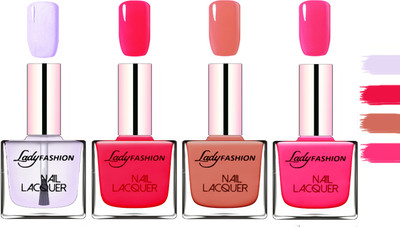 

Lady Fashion Extra Shine Extra Long Stay Chip Resistant Nail Polish Top Coat,Sweet Red,Nude,Pink(Pack of 4)