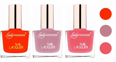 

Lady Fashion Extra Shine Extra Long Stay Chip Resistant Nail Polish (Set Of 3) Juicy Orange,Silky Purple,Silky Pink(Pack of 3)