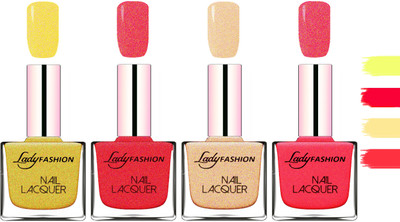 

Lady Fashion Extra Shine Extra Long Stay Chip Resistant Nail Polish Golden,Pink,Beach Nude,Bright Pink(Pack of 4)