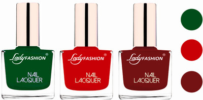 

Lady Fashion Extra Shine Extra Long Stay Chip Resistant Nail Polish (Set Of 3) Dark Green,Juicy Red,coffee(Pack of 3)