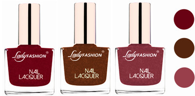

Lady Fashion Extra Shine Extra Long Stay Chip Resistant Nail Polish (set of 3) Pink,Copper,Mauve(Pack of 3)