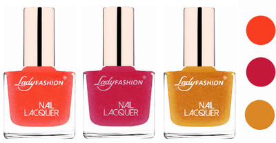 

Lady Fashion Extra Shine Extra Long Stay Chip Resistant Nail Polish (Set Of 3) Mettalic Gold,Abricoat Rose,Golden(Pack of 3)