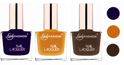 

Lady Fashion Extra Shine Extra Long Stay Chip Resistant Nail Polish (Set Of 3) Blue,Golden,Mettalic Brown(Pack of 3)