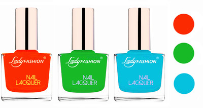 

Lady Fashion Extra Shine Extra Long Stay Chip Resistant Nail Polish (Set Of 3) Juicy Orange,Light Green,Sky Blue(Pack of 3)