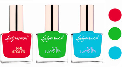 

Lady Fashion Extra Shine Extra Long Stay Chip Resistant Nail Polish (set of 3) Sweet Red,Light Green,Sky Blue(Pack of 3)