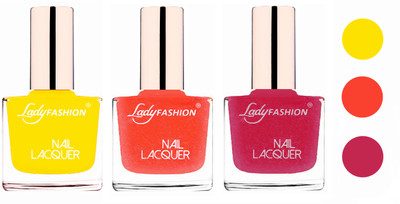 

Lady Fashion Extra Shine Extra Long Stay Chip Resistant Nail Polish (Set Of 3) Yellow,Orange Silk,Abricoat Rose(Pack of 3)