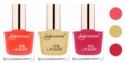 

Lady Fashion Extra Shine Extra Long Stay Chip Resistant Nail Polish (Set Of 3) Mettalic Gold,Mettalic Gold,Mettalic Pink(Pack of 3)