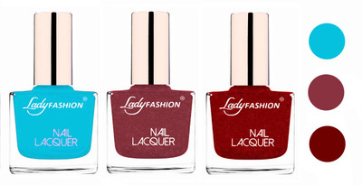 

Lady Fashion Extra Shine Extra Long Stay Chip Resistant Nail Polish (Set Of 3) Sky Blue,Mauve,Red(Pack of 3)
