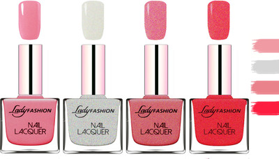 

Lady Fashion Extra Shine Extra Long Stay Chip Resistant Nail Polish Silky Pink,Grey,Mauve,Pink(Pack of 4)