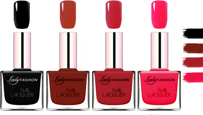 

Lady Fashion Extra Shine Extra Long Stay Chip Resistant Nail Polish Black,Coffee,Dark Red,Sweet Red(Pack of 4)