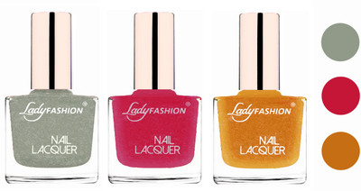 

Lady Fashion Extra Shine Extra Long Stay Chip Resistant Nail Polish (Set Of 3) Grey,Abricoat Rose,Golden(Pack of 3)