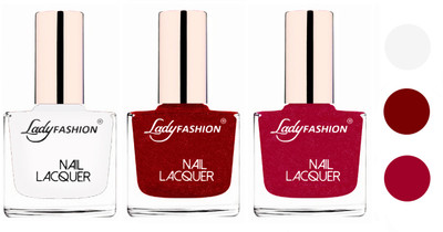 

Lady Fashion Extra Shine Extra Long Stay Chip Resistant Nail Polish (Set Of 3) White,Red,Bright Pink(Pack of 3)