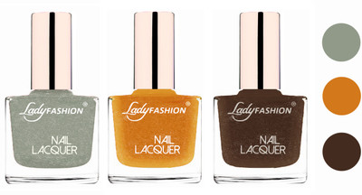 

Lady Fashion Extra Shine Extra Long Stay Chip Resistant Nail Polish (Set Of 3) Grey,Golden,Mettalic Brown(Pack of 3)