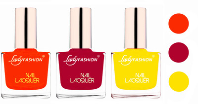 

Lady Fashion Extra Shine Extra Long Stay Chip Resistant Nail Polish (Set Of 3) Juicy Orange,Pink,Yellow(Pack of 3)