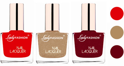

Lady Fashion Extra Shine Extra Long Stay Chip Resistant Nail Polish (Set Of 3) Bright Red,Beach Nude,Pink(Pack of 3)