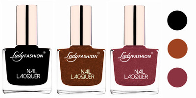 

Lady Fashion Extra Shine Extra Long Stay Chip Resistant Nail Polish (Set Of 3) Black,Copper,Mauve(Pack of 3)