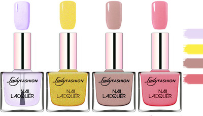 

Lady Fashion Extra Shine Extra Long Stay Chip Resistant Nail Polish Top Coat,Golden,Silky Purple,Silky Pink(Pack of 4)