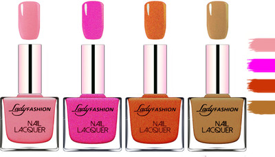 

Lady Fashion Extra Shine Extra Long Stay Chip Resistant Nail Polish Silky Pink,Mettalic Pink,Copper,Mettalic Brown(Pack of 4)