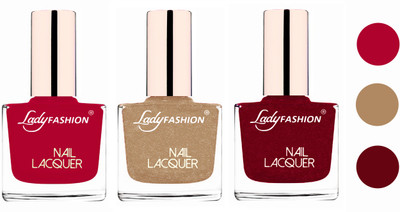 

Lady Fashion Extra Shine Extra Long Stay Chip Resistant Nail Polish (set of 3) Pink,Beach Nude,Pink(Pack of 3)