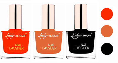 

Lady Fashion Extra Shine Extra Long Stay Chip Resistant Nail Polish (Set Of 3) Juicy Orange,Nude,Black(Pack of 3)