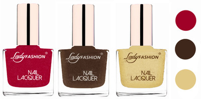 

Lady Fashion Extra Shine Extra Long Stay Chip Resistant Nail Polish (Set Of 3) Bright Pink,Mettalic Brown,Mettalic Gold(Pack of 3)