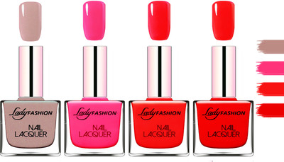 

Lady Fashion Extra Shine Extra Long Stay Chip Resistant Nail Polish Silky Purple,Pink,Bright Red,Red(Pack of 4)