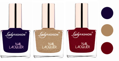 

Lady Fashion Extra Shine Extra Long Stay Chip Resistant Nail Polish (Set Of 3) Blue,Beach Nude,Pink(Pack of 3)