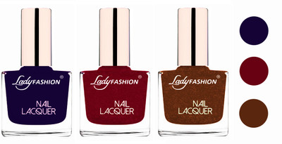 

Lady Fashion Extra Shine Extra Long Stay Chip Resistant Nail Polish (Set Of 3) Blue,Pink,Copper(Pack of 3)