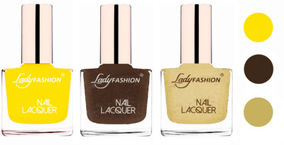 

Lady Fashion Extra Shine Extra Long Stay Chip Resistant Nail Polish (Set Of 3) Yellow,Mettalic Brown,Mettalic Gold(Pack of 3)
