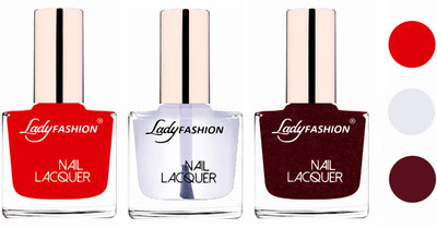 

Lady Fashion Extra Shine Extra Long Stay Chip Resistant Nail Polish (Set Of 3) Bright Red,Transparent,Maroon(Pack of 3)