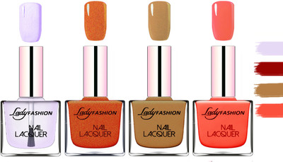 

Lady Fashion Extra Shine Extra Long Stay Chip Resistant Nail Polish Top Coat,Copper,Mettalic Brown,Light Orange(Pack of 4)