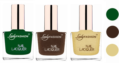

Lady Fashion Extra Shine Extra Long Stay Chip Resistant Nail Polish (Set Of 3) Dark Green,Mettalic Brown,Mettalic Gold(Pack of 3)