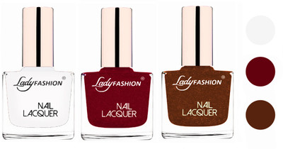 

Lady Fashion Extra Shine Extra Long Stay Chip Resistant Nail Polish (Set Of 3) White,Pink,Copper(Pack of 3)