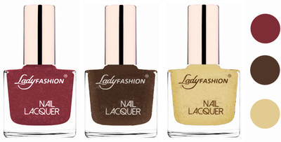 

Lady Fashion Extra Shine Extra Long Stay Chip Resistant Nail Polish (Set Of 3) Mauve,Mettalic Brown,Mettalic Gold(Pack of 3)