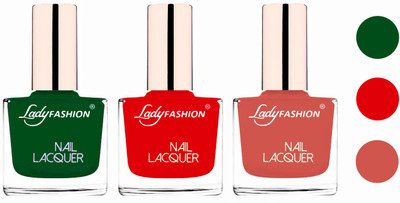 

Lady Fashion Extra Shine Extra Long Stay Chip Resistant Nail Polish (Set Of 3) Dark Green,Maroon,Nude(Pack of 3)