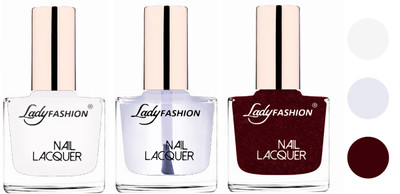 

Lady Fashion Extra Shine Extra Long Stay Chip Resistant Nail Polish (Set Of 3) White,Transparent,Maroon(Pack of 3)