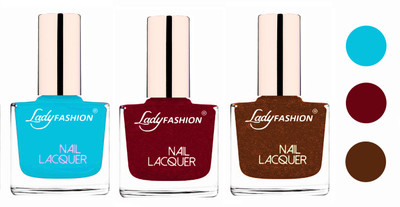 

Lady Fashion Extra Shine Extra Long Stay Chip Resistant Nail Polish (Set Of 3) Sky Blue,Pink,Copper(Pack of 3)