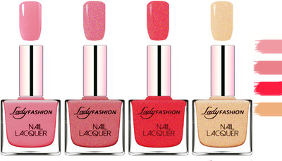

Lady Fashion Extra Shine Extra Long Stay Chip Resistant Nail Polish Silky Pink,Mauve,Pink,Beach Nude(Pack of 4)