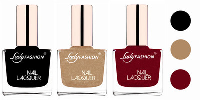 

Lady Fashion Extra Shine Extra Long Stay Chip Resistant Nail Polish (Set Of 3) Black,Beach Nude,Pink(Pack of 3)