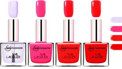 

Lady Fashion Extra Shine Extra Long Stay Chip Resistant Nail Polish Top Coat,Pink,Bright Red,Red(Pack of 4)