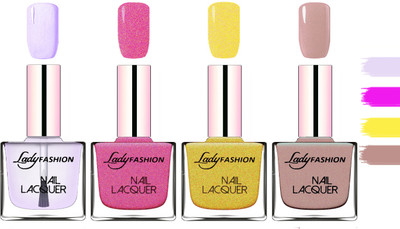 

Lady Fashion Extra Shine Extra Long Stay Chip Resistant Nail Polish Top Coat,Abricoat Rose,Golden,Silky Purple(Pack of 4)